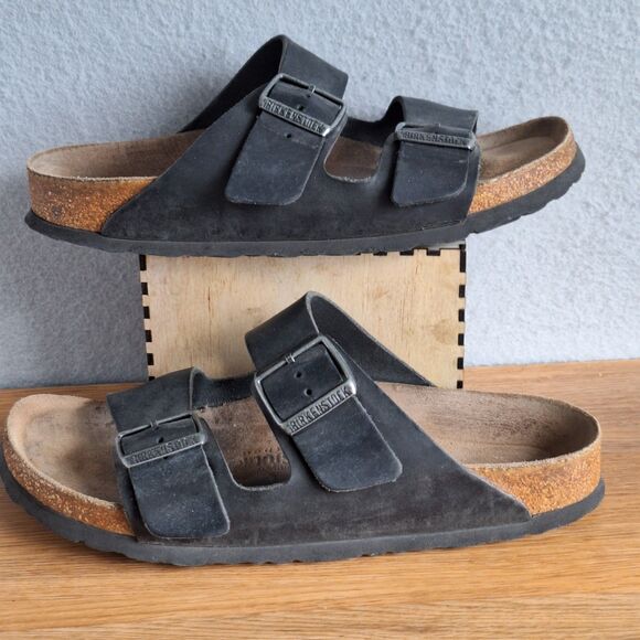 Birkenstock Arizona Oiled Leather Sandal Black Women EU 39 US 8 Narrow - Picture 5 of 12